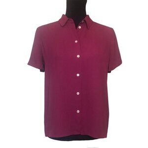 J. Crew Factory Short Sleeve Button Up Shirt in Purple - Sz S